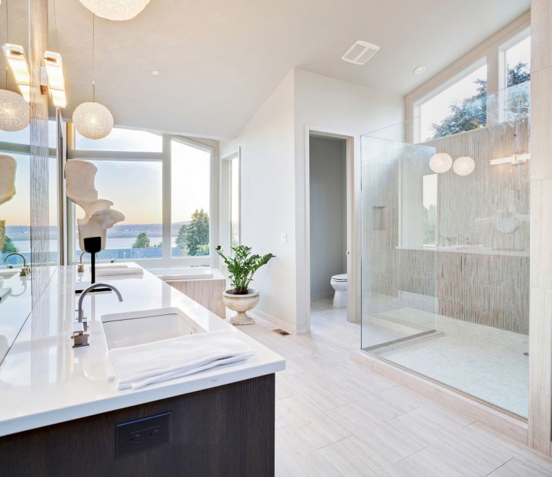 Contemporary bathroom with glass accents